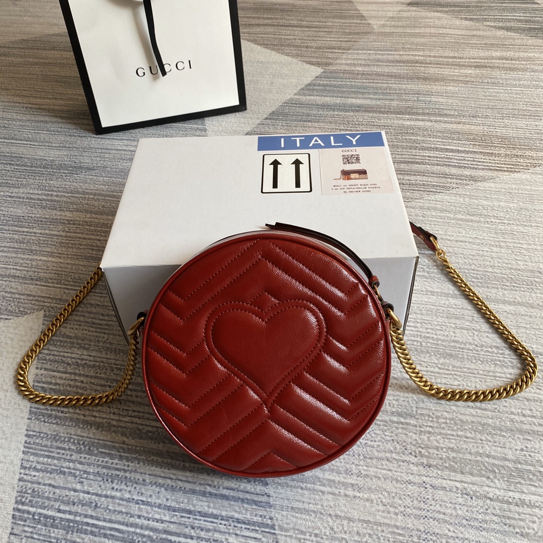 Gucci GG Marmont Mini Round Shoulder Bag 550154 Red